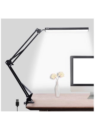 LED Desk Lamp, Adjustable Swing Arm Lamp with Clamp, Eye-Caring Reading Light, 10 Brightness Levels, 3 Lighting Modes, Memory Function Lamps for Home Office Adapter (Black) - pzsku/Z487C13880148BCAC0629Z/45/1742207290/a7cbd3b0-5ff4-40f2-9bb3-2ae529973be7