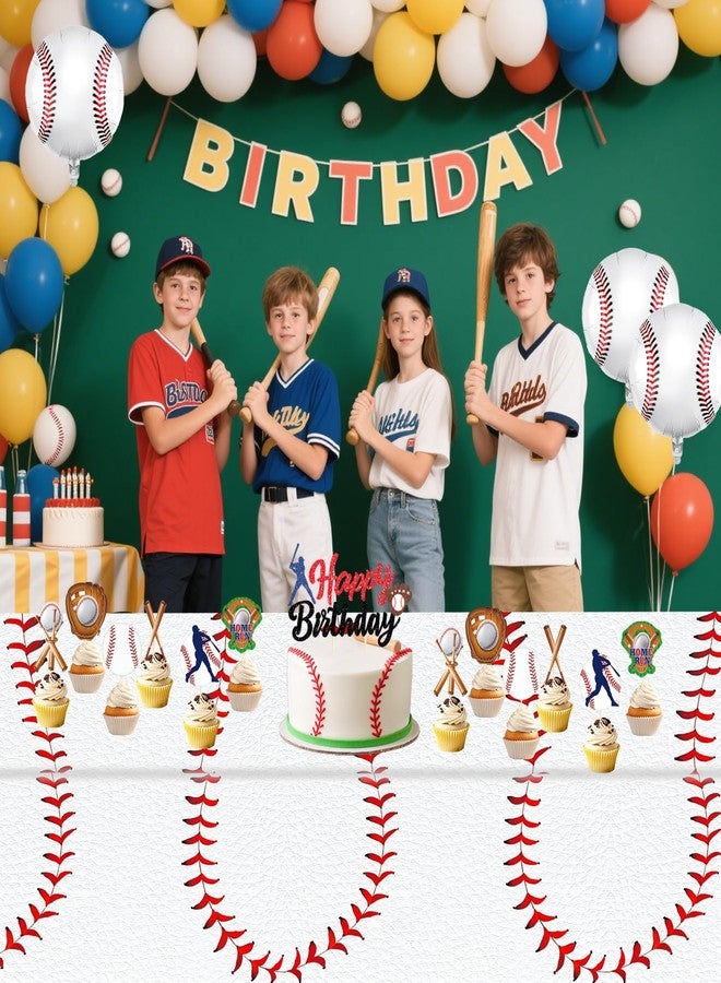 Oigco Baseball Party Decorations 3-Pack Baseball Tablecloth Disposable Plastic Table Cover for Sports Games Birthday Parties, 54 x 108 Inch - Image 4