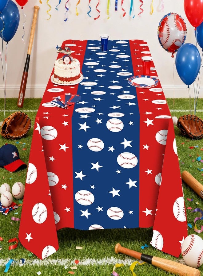 Oigco Baseball Party Decorations 3-Pack Baseball Tablecloth Disposable Plastic Table Cover for Sports Games Birthday Parties, 54 x 108 Inch - Image 5