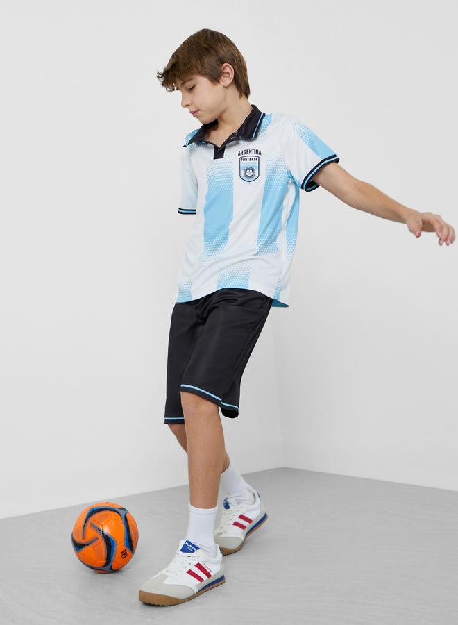 Styli Teen Boys Argentina Jersey Polo T-Shirt and Shorts FIFA Football Set - Image 1