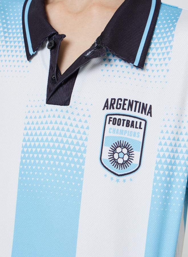 Styli Teen Boys Argentina Jersey Polo T-Shirt and Shorts FIFA Football Set - Image 4