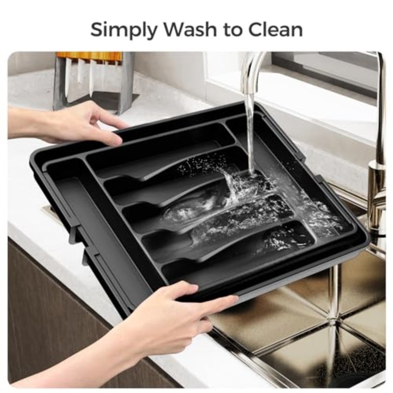 Extra Large Expandable Silverware Organizer, BPA-Free Food-Safe Cutlery Flatware Organizer, Kitchen Utensil Drawer Organizer, Adjustable Silverware Holder for Spoons Forks Knives - Image 5
