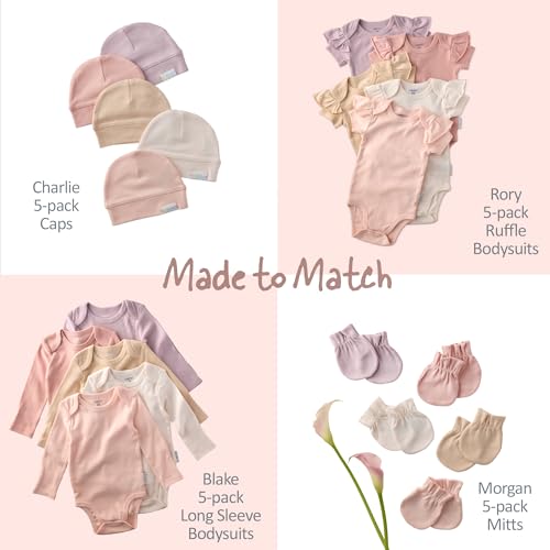 Butterblu Morgan 5-Pack Mitts 100% Organic Cotton No Scratch Mittens for Newborn Baby Boys & Girls, Sorbet, One Size - Image 3