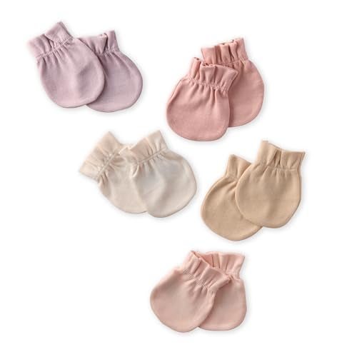 Butterblu Morgan 5-Pack Mitts 100% Organic Cotton No Scratch Mittens for Newborn Baby Boys & Girls, Sorbet, One Size - Image 1