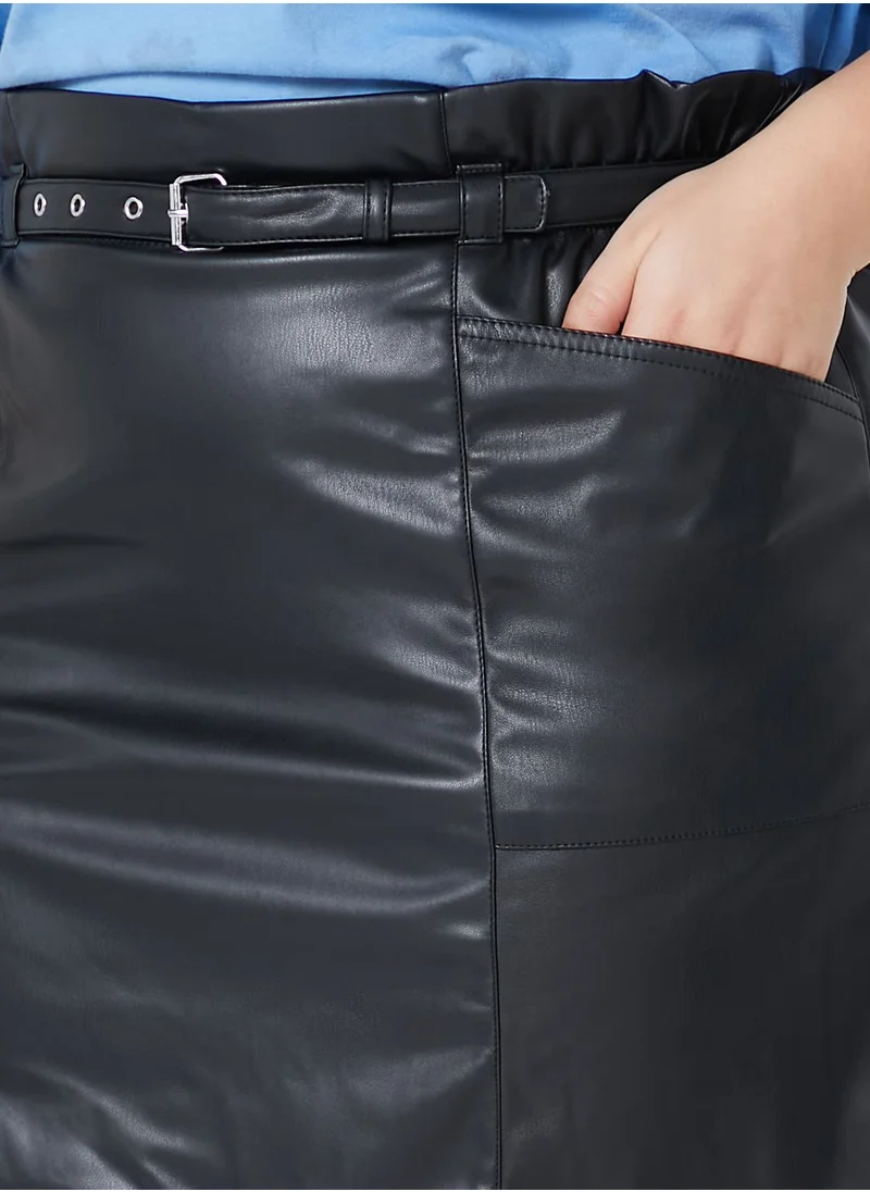 Only Carmakoma High Waist Pu Mini Skirt