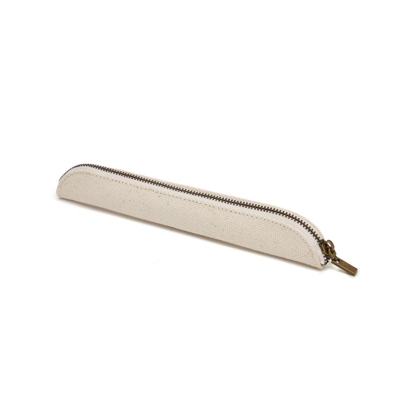 YONBEN Canvas Pencil Case Cartucheras De Maquillaje Pure Color Simple Mini Beige S