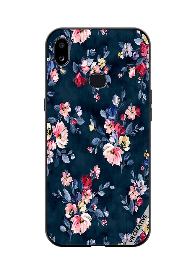 VR CREATIVE Protective Case Cover For Samsung Galaxy A10s A Navy Floral Print With Brightly Coloured Pink And Yellow Flowers On It Design Multicolour - Image 1