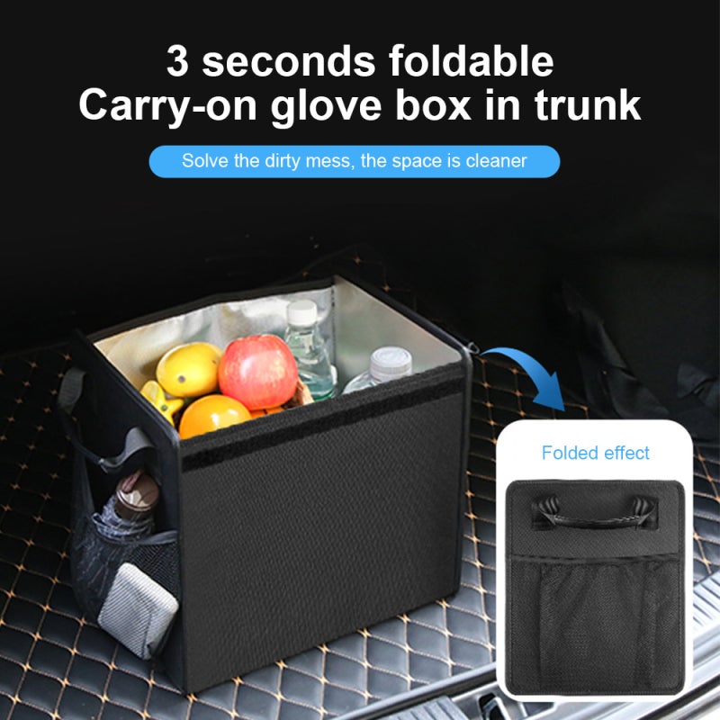 Car Trunk Organizer Bag Insulated Waterproof for Car Sedan SUV MPV Foldable 600D Oxford Cloth Travel Organization Storage Box with 2 Mesh Bag Portable Handle - Image 2