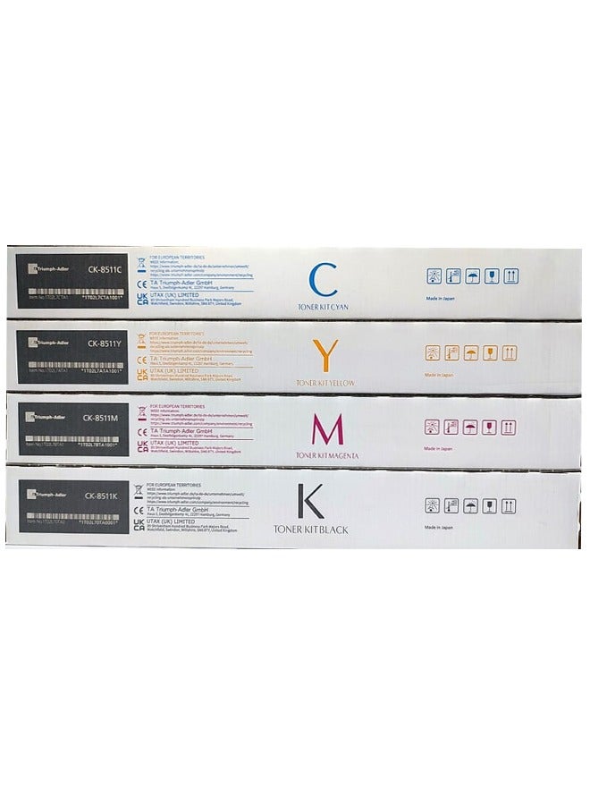 Triumph Adler / Utax CK-8511 Toner Cartridge Set – Black, Cyan, Magenta, Yellow | Genuine High-Yield Toner for Precision Colour Printing - Image 1