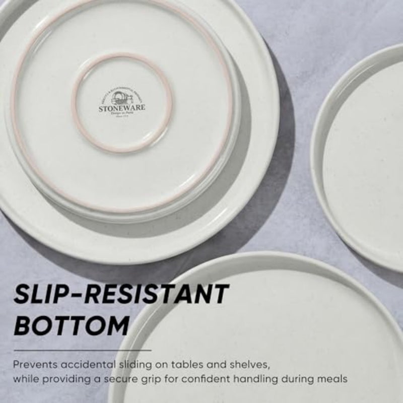 7.9 Inch Ceramic Dinner Plates, 6-Piece Stoneware Salad Plates with Raised Edges, Chip and Scratch Resistant Microwave and Dishwasher Safe Dessert Dishes for Appetizer Salad - Image 5