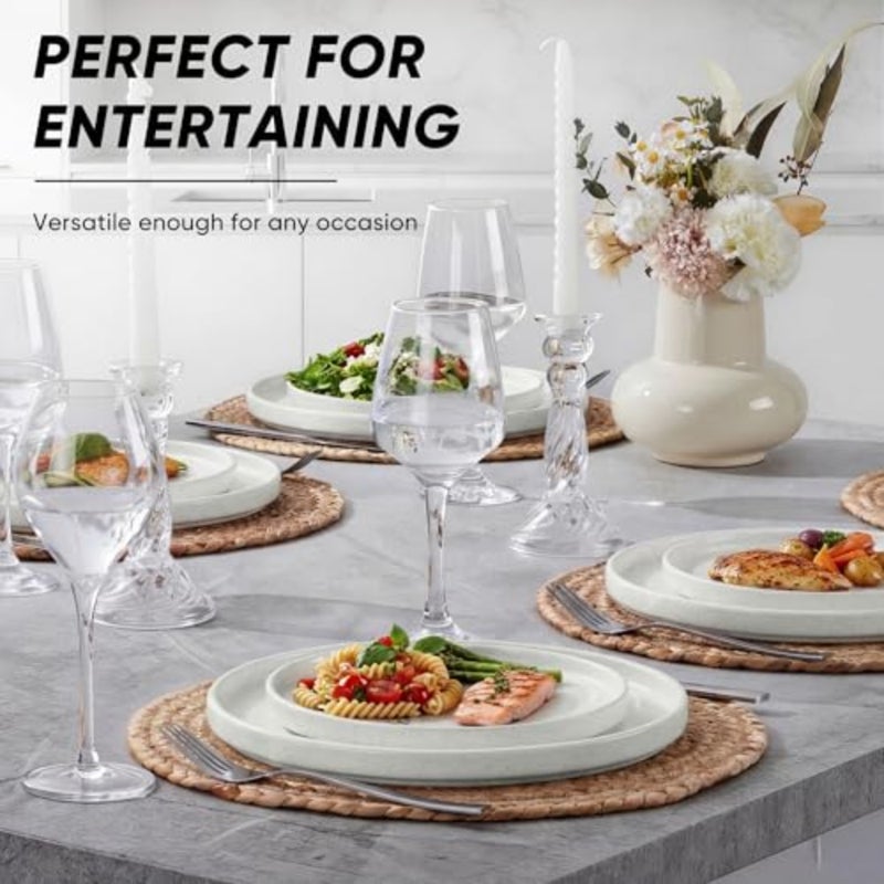 7.9 Inch Ceramic Dinner Plates, 6-Piece Stoneware Salad Plates with Raised Edges, Chip and Scratch Resistant Microwave and Dishwasher Safe Dessert Dishes for Appetizer Salad - Image 4