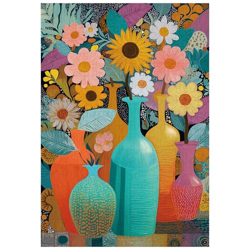Ulord Great Jigsaw Puzzles for Adults 300 Pieces Colorful Boho Floral Vase Puzzles for Adults Toys Gift Family Decoration Kids Puzzle - Image 1