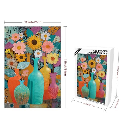 Ulord Great Jigsaw Puzzles for Adults 300 Pieces Colorful Boho Floral Vase Puzzles for Adults Toys Gift Family Decoration Kids Puzzle - Image 5