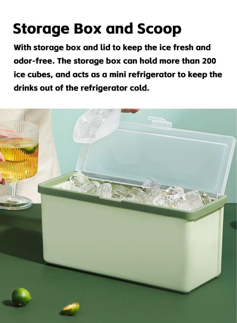 Teuuea 6 PCS Clear Ice Cube Tray Molds with 2 PCS Boxes Bin, 126 Grid Plastic Ice Container with Lid, Easy to Dump Pour Storage Ice Bucket Kits Freezer, Popsicle Molds with 2 Ice Scoop (Green) - Image 5