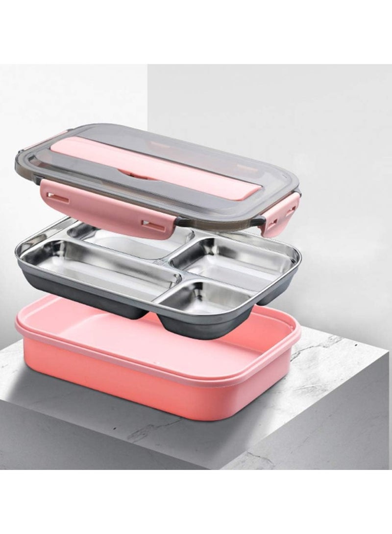 DubaiGallery علبة غداء بلاستيكية مستطيلة بأربعة أزرار، قابلة للاستخدام في الميكروويف، علبة غداء للطلاب، علبة غداء محمولة لموظفي المكاتب - Image 2