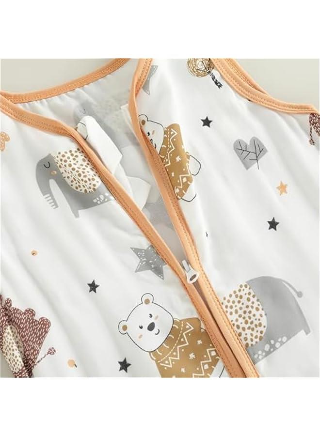 ميكسد كيس نوم للاطفال في الشتاء، بطانية يمكن ارتداؤها بدون اكمام مع سحاب ثنائي الاتجاه، ثوب نوم قطن لحديثي الولادة - Image 3