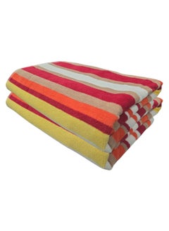 Kassino Premium Striped Oversized Beach Towels (90 x 180cm) - 100% Cotton, Soft & Quick-Dry, Double Stitched for Durability, Perfect towels for Beach and Pool (2PCS) (2, Orange Stripes) - pzsku/Z487C59DD13AA1B66C4EDZ/45/_/1737542637/5e354dbb-022f-4cd8-887b-3b91dcc2ede7