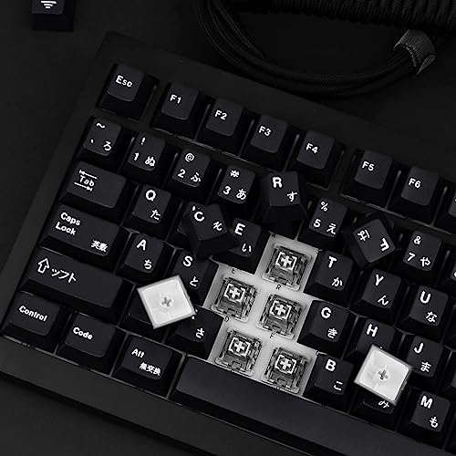 GEKUCAP Black Japanese Keycaps 129 Keys, Minimalist Style Cherry Profile Key Caps, PBT Dye Sublimation Customized Keycaps Set Compatible with Cherry MX Switches Mechanical Keyboards - Image 5