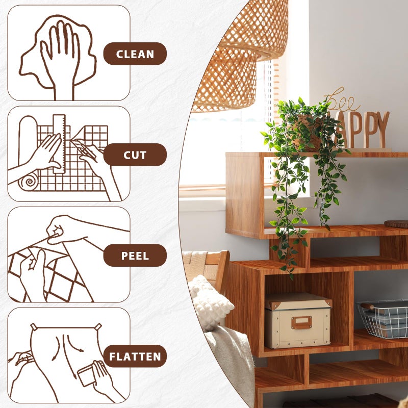 Kitico Brown Wood Grain Peel and Stick Wallpaper, Removable Decorative Contact Paper Roll, Self Adhesive Waterproof Vinyl for Walls, Cabinets, Countertops and Furniture, 17.7 in x 118 in - Image 3