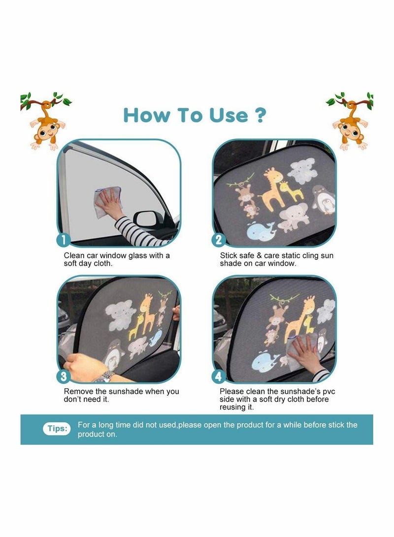 Y&D Car Window Shades for Kids Baby Pet UV Rays/Sunlight Protection, Sunshades Shield Visor Children with PVC Adsorption Electrostatic Side Windscreen Window, 2 Pcs - Image 5