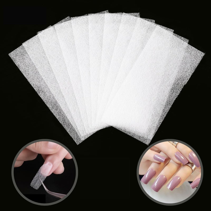 MWOOT 100 Pieces Fiberglass Nail Extension FiberNail Art Quick Extension Fiberglass SilkFalse Nails Tips Wrap Salon Tool For UV Gel Nails Art