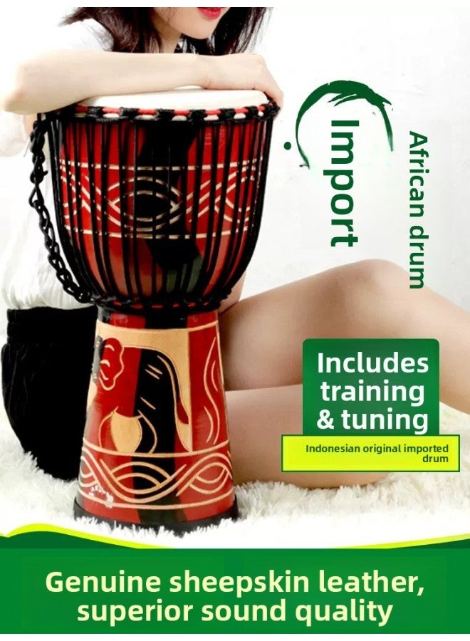 Somali Goat African Drum For Adults and Children Beginners Hand Drum Professional Performance Teaching Drum Mark 8inch log painted - Image 2