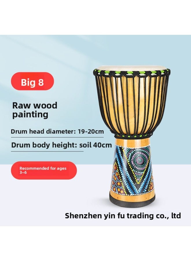 Somali Goat African Drum For Adults and Children Beginners Hand Drum Professional Performance Teaching Drum Mark 8inch log painted - Image 1