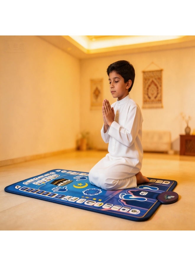Zisheng Kids Prayer Mat with Music & Compass – Ramadan Gift  for Children 110x70 cm (Navy Blue) - Image 4