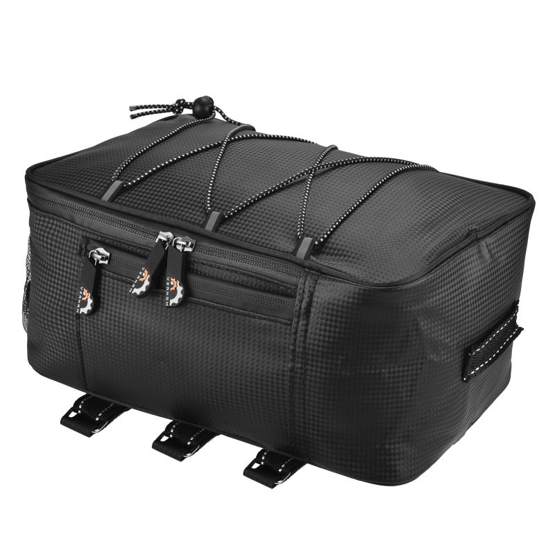 YSANAM Bike Trunk Bag: Black PU Waterproof - Large Capacity With Reflective Strips Rear Rack Bag for Night Cycling & Daily Rides - Image 4