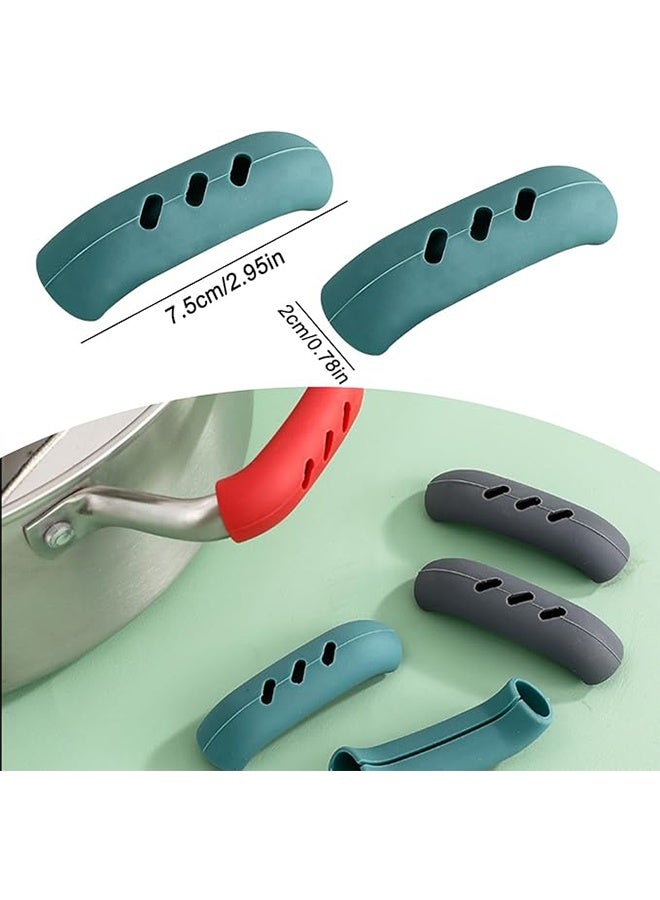 10pcs of 3*0.8" (about 7.5*2cm) silicone handle cover heat-resistant pan mat grip, silicone auxiliary handle handle, cast iron skillet handle lid heat-resistant, non-slip pan handle cover for frying pan(green) - Image 2