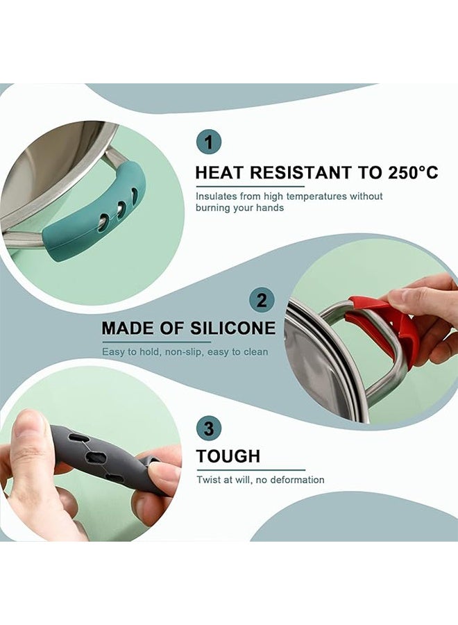 10pcs of 3*0.8" (about 7.5*2cm) silicone handle cover heat-resistant pan mat grip, silicone auxiliary handle handle, cast iron skillet handle lid heat-resistant, non-slip pan handle cover for frying pan(green) - Image 3