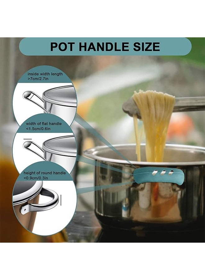10pcs of 3*0.8" (about 7.5*2cm) silicone handle cover heat-resistant pan mat grip, silicone auxiliary handle handle, cast iron skillet handle lid heat-resistant, non-slip pan handle cover for frying pan(green) - Image 4