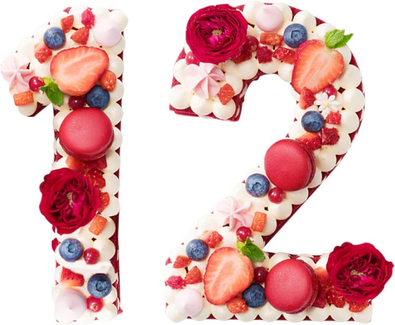 EORTA 0-8 Numeral Cake Stencils Molds 12 Inch Arabic Number Dessert Maker Decorative Fillings Layered Kitchen Baking Tools for DIY Wedding Birthday Anniversary, White - Image 1
