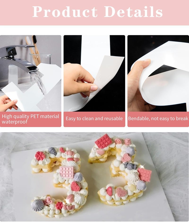 EORTA 0-8 Numeral Cake Stencils Molds 12 Inch Arabic Number Dessert Maker Decorative Fillings Layered Kitchen Baking Tools for DIY Wedding Birthday Anniversary, White - Image 5