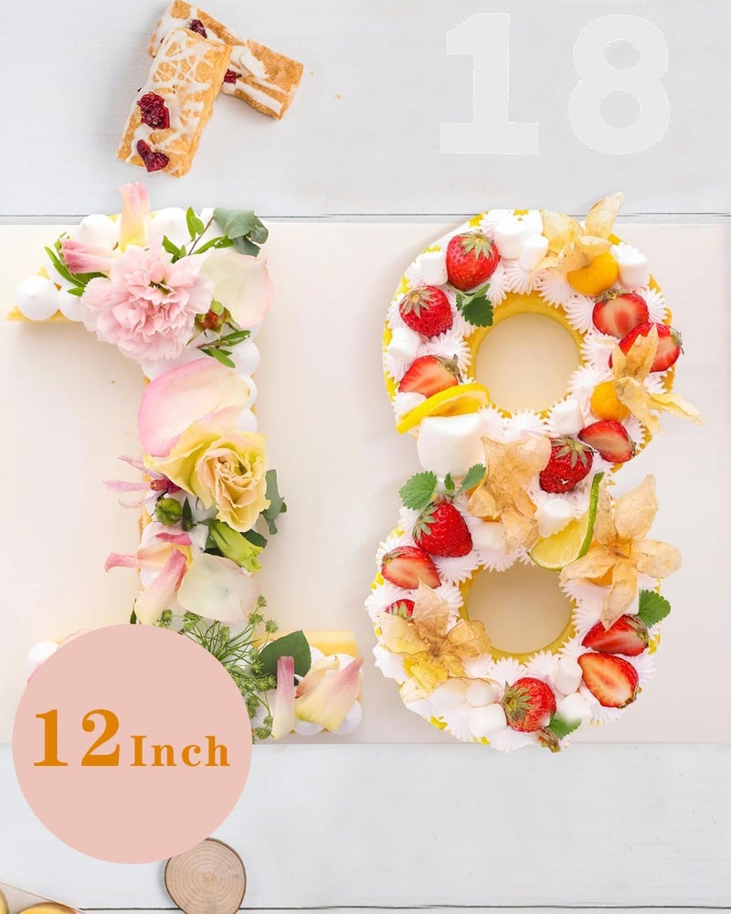 EORTA 0-8 Numeral Cake Stencils Molds 12 Inch Arabic Number Dessert Maker Decorative Fillings Layered Kitchen Baking Tools for DIY Wedding Birthday Anniversary, White - Image 3