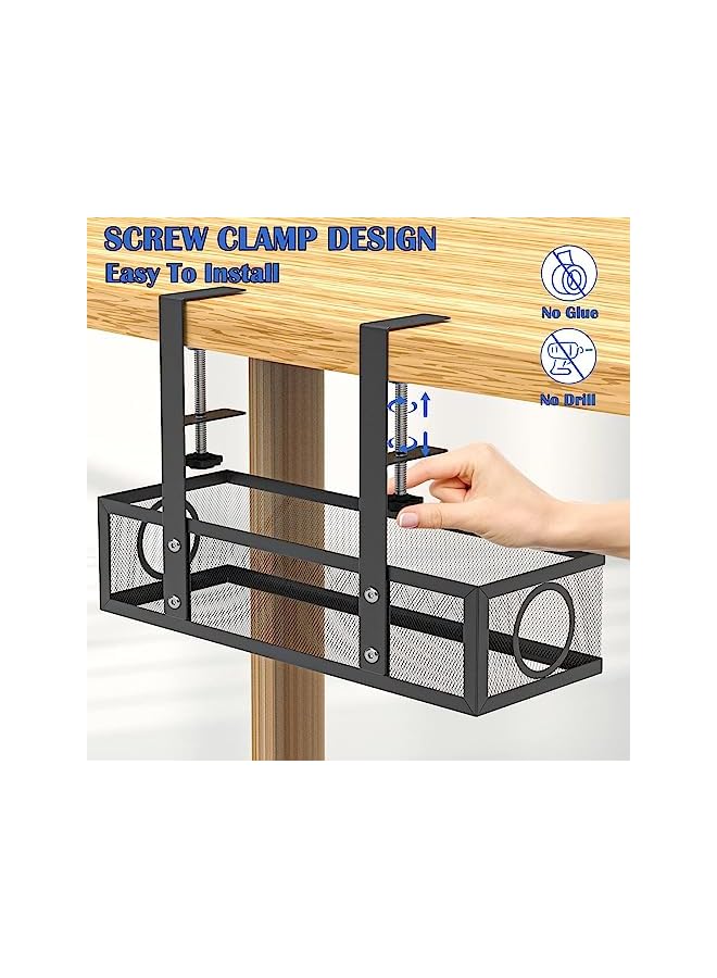 promass Table Wire Management Tray, Under Desk Cable Management Upgraded Cord Organizer Under Desk Tray Cable Management Tray Table Wire Management Cord Organizer Tray for Office and Home - Image 2