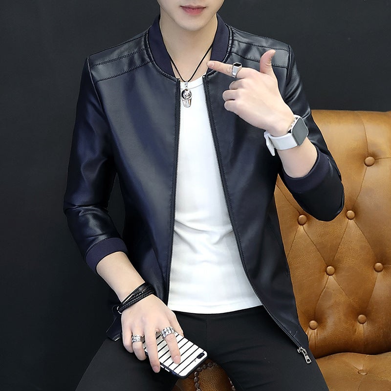 Men'S Leather Jacket Slim Casual Men'S Jacket Autumn Men'S Pu Leather Jacket Men'S - Image 5