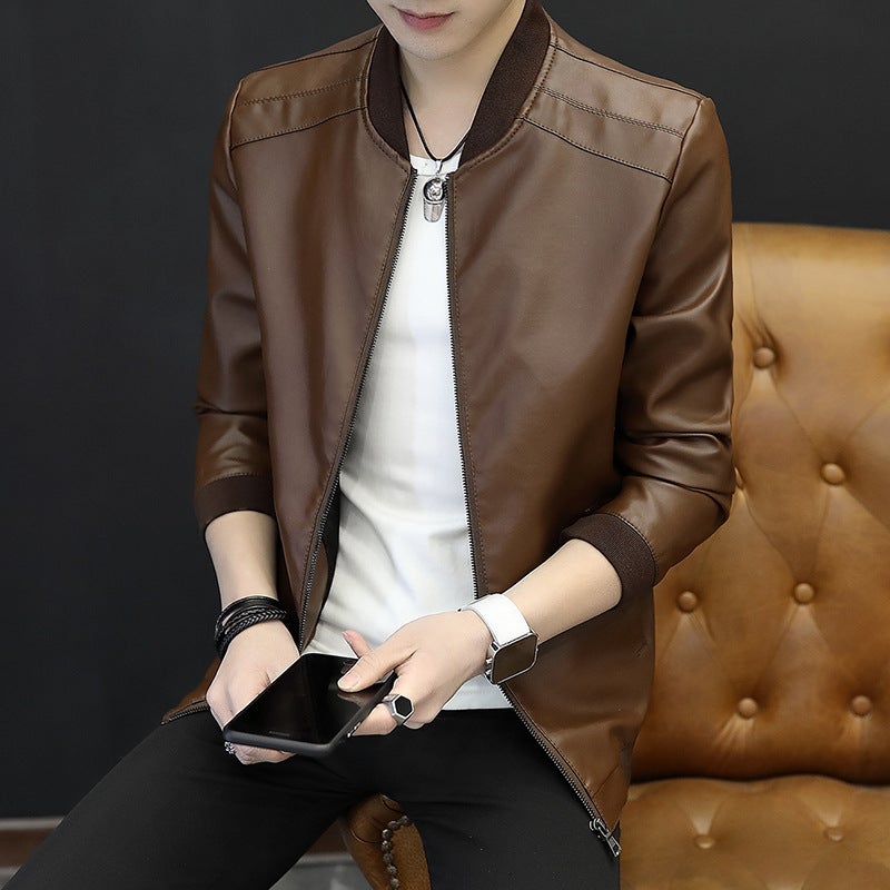 Men'S Leather Jacket Slim Casual Men'S Jacket Autumn Men'S Pu Leather Jacket Men'S - Image 3