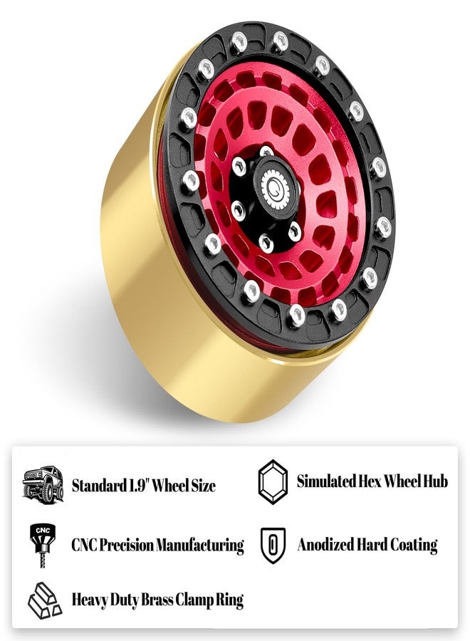 OGUNKE OGRC 1.9 Beadlock Wheel RC Crawler Wheels with Brass Ring 1.9" Wheels for Axial SCX10 TRX4 VS4-10 Gen8 MST CFX 1/10 RC Crawler Upgrade (Red) - Image 3