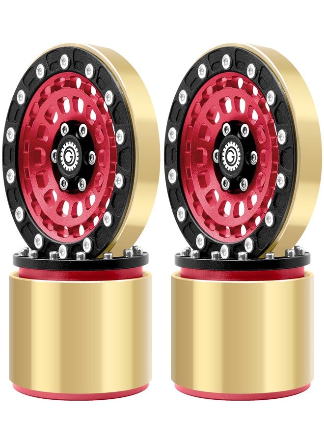 OGUNKE OGRC 1.9 Beadlock Wheel RC Crawler Wheels with Brass Ring 1.9" Wheels for Axial SCX10 TRX4 VS4-10 Gen8 MST CFX 1/10 RC Crawler Upgrade (Red) - Image 1