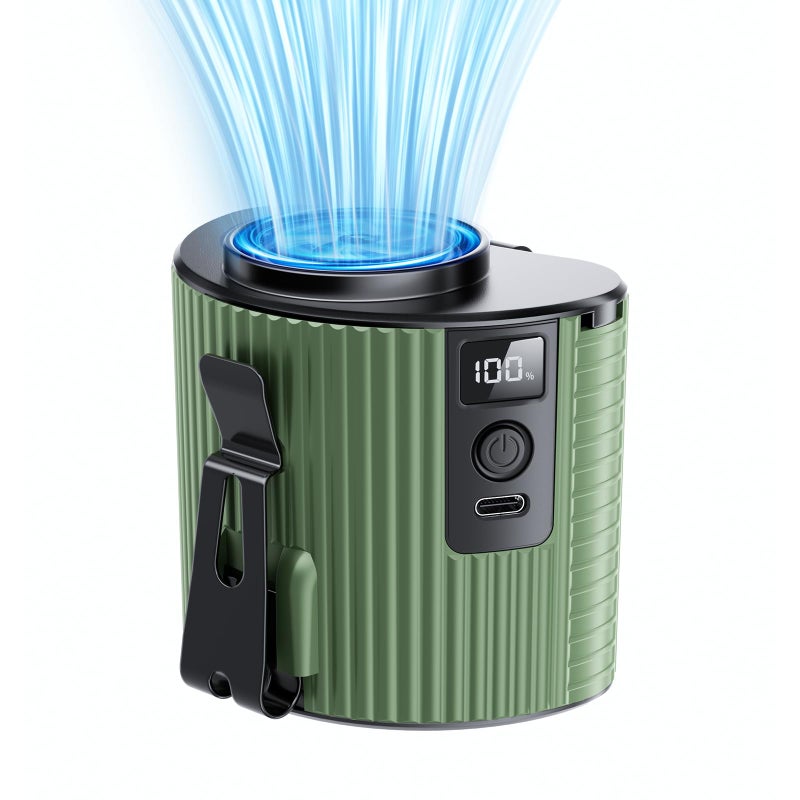 Doublepow Portable FanRechargeable Waist Fans11000RPM Strong Airflow Mini Wearable Belt Fan5 SpeedPersonal Clip Waist Fans for OutdoorCampingJobsiteFishingTravel K20Green