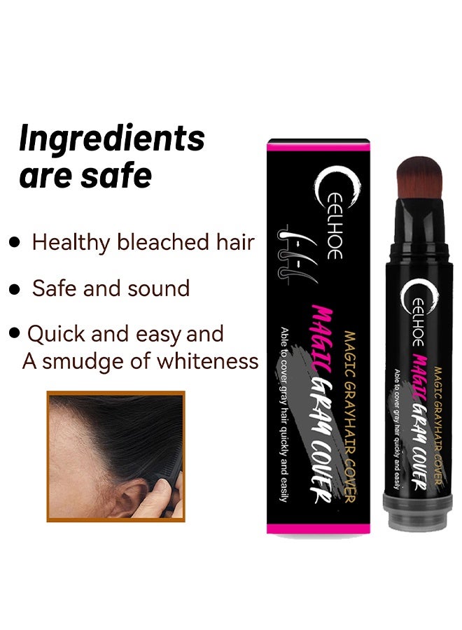 EELHOE Magic Gray Cover,Disposable Plant Hairdressing Stick Root Touch Up Hairline Powder Stick - Temporary Gray Coverage, Waterproof Hair Shading Sponge Pen for Hair Filler and Root Dye #Black-brown - Image 3