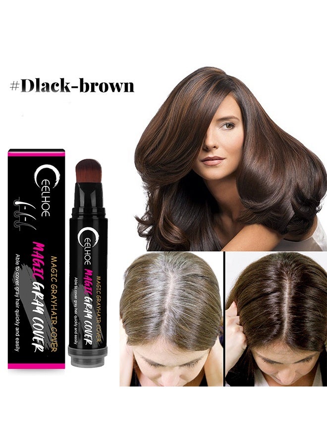 EELHOE Magic Gray Cover,Disposable Plant Hairdressing Stick Root Touch Up Hairline Powder Stick - Temporary Gray Coverage, Waterproof Hair Shading Sponge Pen for Hair Filler and Root Dye #Black-brown - Image 2