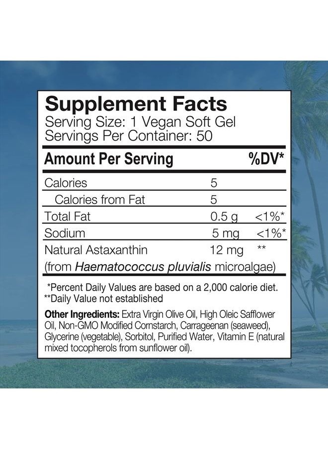 Nutrex Hawaii Nutrex Hawaii, BioAstin Vegan Hawaiian Astaxanthin 12 mg, Boosts Immunity and Supports Eye, Skin and Joint Health, 50 Count  - Image 2