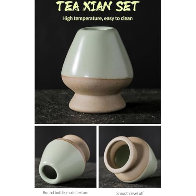 Unity Matcha Tea Set 7Pc With Mouth Bamboo Whisk Scoop Sifter Matcha Whisk Holder Green Tea Ceremony Kit Matte White Home Kitchen Latte Barista Gift Meditation Office BreaksGreen Color Box - Image 4