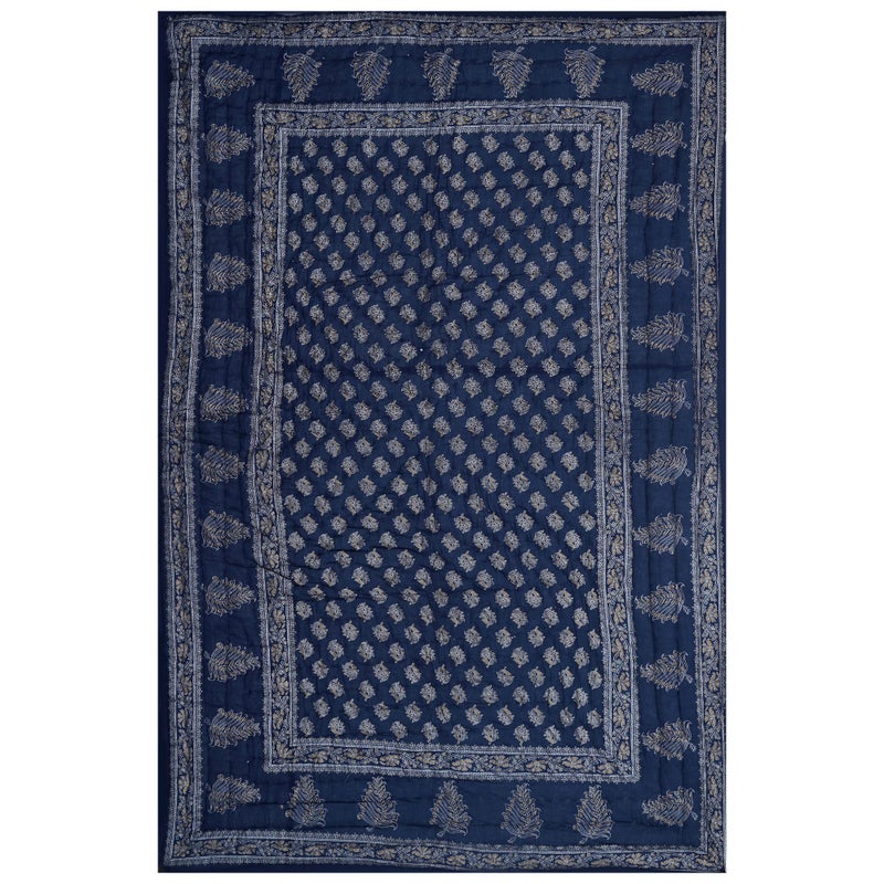 TRUE VALUA 210TC Gold Printed Jaipuri Quilt, (Blue) - Image 2