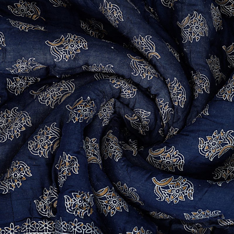 TRUE VALUA 210TC Gold Printed Jaipuri Quilt, (Blue) - Image 3