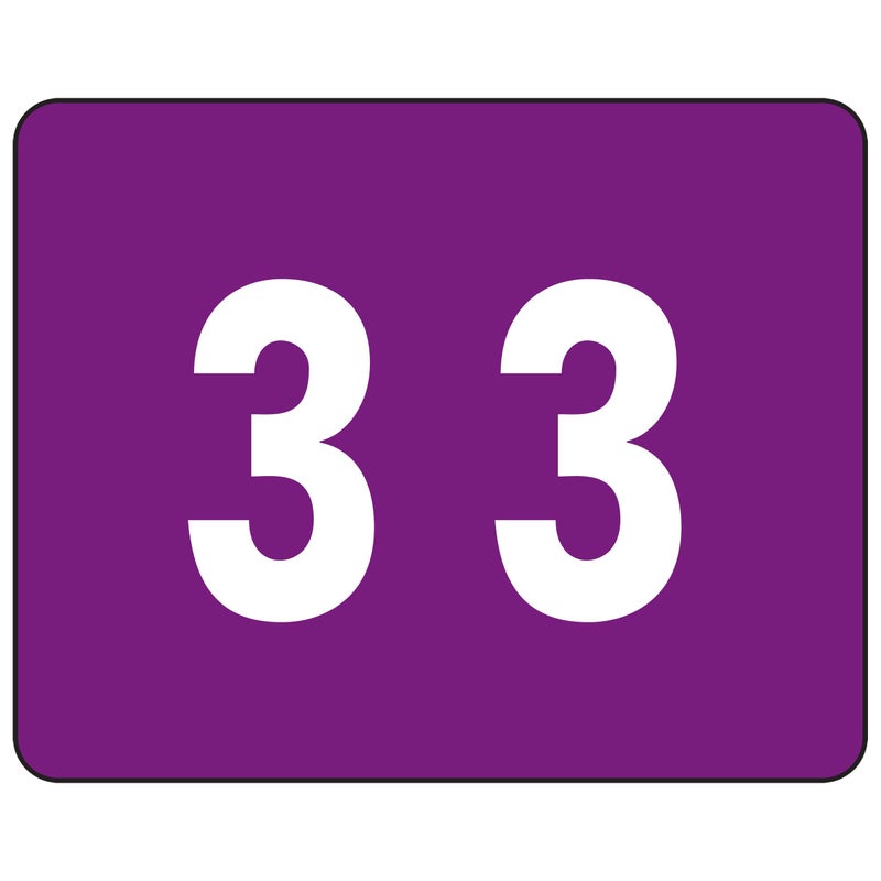 Smead Color-Coded Numeric 3, Label Sheet, Purple, 500 per Roll (67343) - Image 1