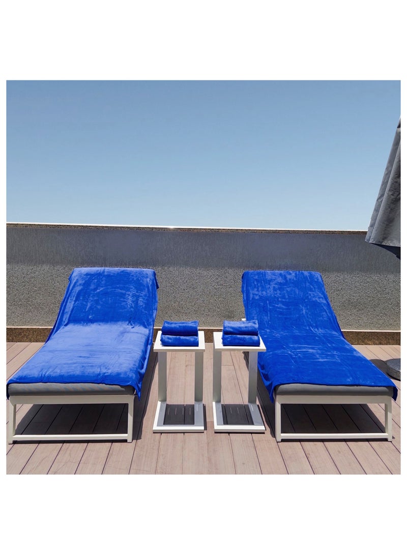 Fabienne 6-Piece Microfiber Bath and Pool Towel Set Includes 2 Oversized Pool Towels 100x200cm, 2 Bath Towels 70x140cm, 2 Hand/Face Towels 50x90cm Ideal for Hotels, Spas, Pools & Beach Clubs Blue  - Image 3