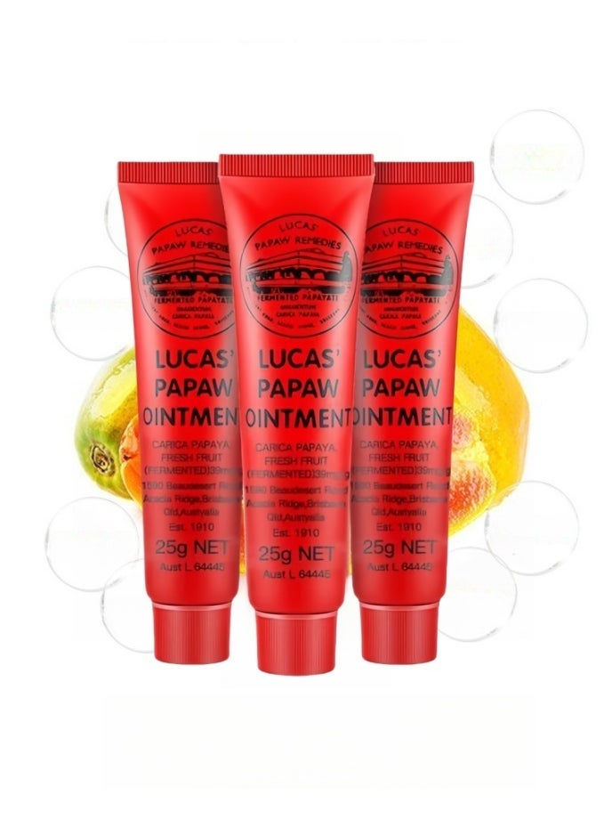 LUCAS 3-Pack Papaya Ointment, Multifunctional Moisturising Nourishing Papaw Cream for Skin, Lips, Hands and Cuts 25g*3 - Image 1